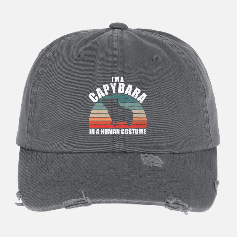 Capybara Zootier Design Flexfit Vintage Destroyed Cap