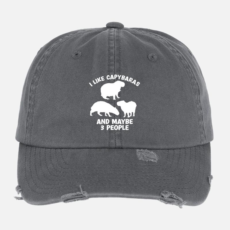 Capybara Zootier Design Flexfit Vintage Destroyed Cap