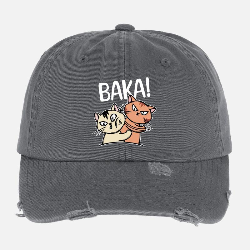 Baka Disant Cartoon Cat Anime Manga Comic Casquette vintage effet usé Flexfit