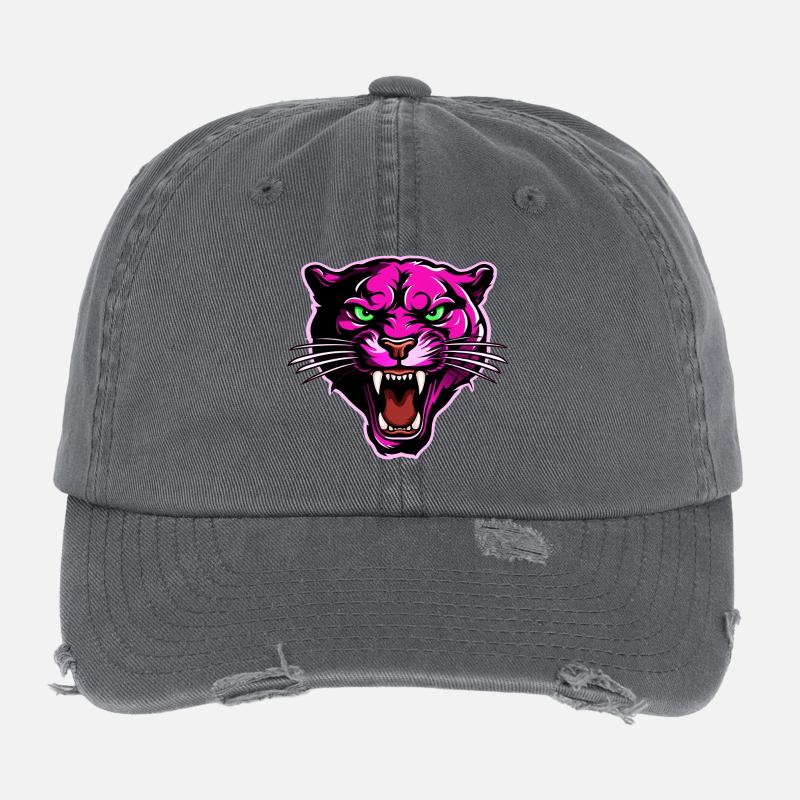 Panther Head Rose Casquette vintage effet usé Flexfit