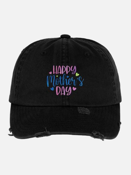 Bonne fête des mères - Casquette vintage effet usé Flexfit - noir - Devant