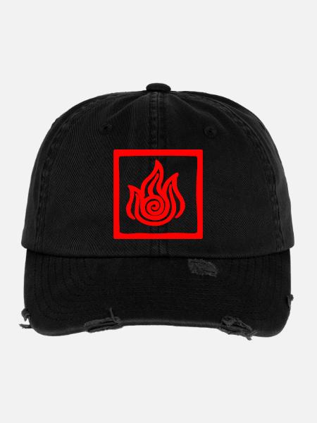 Symbol of fire in square - Flexfit Vintage Destroyed Cap - black - Front