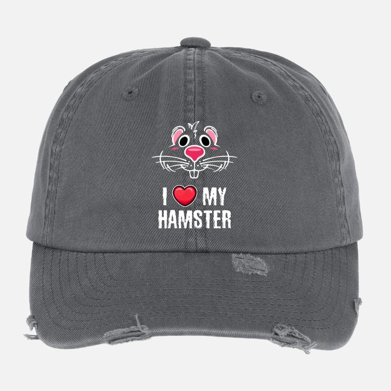 Heart Statement Pets Hamster Favorite Animal Flexfit Vintage Destroyed Cap