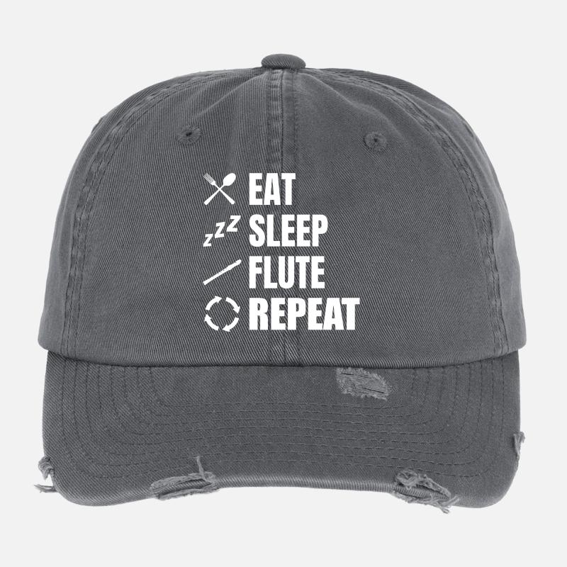 Eat Sleep Flute Repeat Flexfit Vintage Destroyed Cap