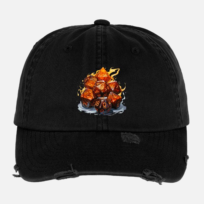 W20 Feuer Und Eis Fantasy RPG Shirt Flexfit Vintage Destroyed Cap