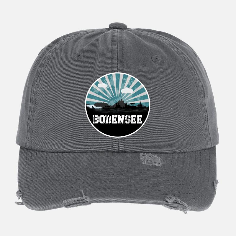 Lake Constance Blue Hour Skyline Flexfit Vintage Destroyed Cap