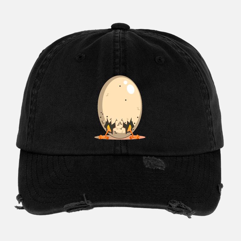 Funny Chicken Egg - Chicken Coop Cartoon Flexfit Vintage Destroyed Cap