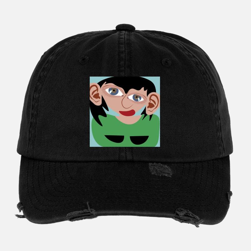 Dunkelhaarige Frau Flexfit Vintage Destroyed Cap