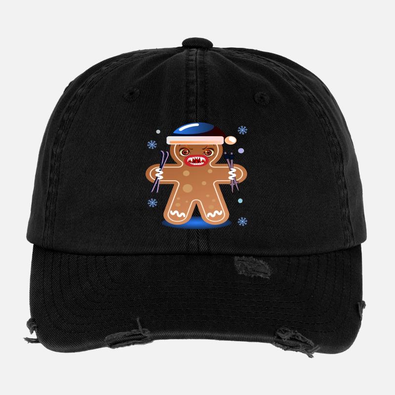 GINGERBREAD SKIING - ANGRY SKIER Flexfit Vintage Destroyed Cap
