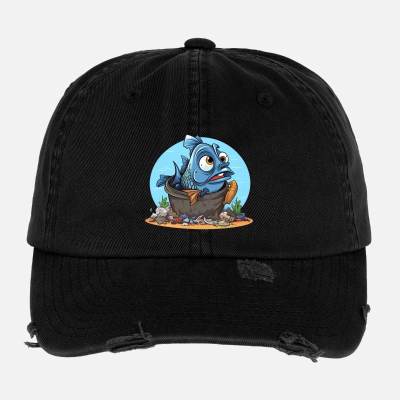 Chemise désespérée de pollution des poissons Casquette vintage effet usé Flexfit