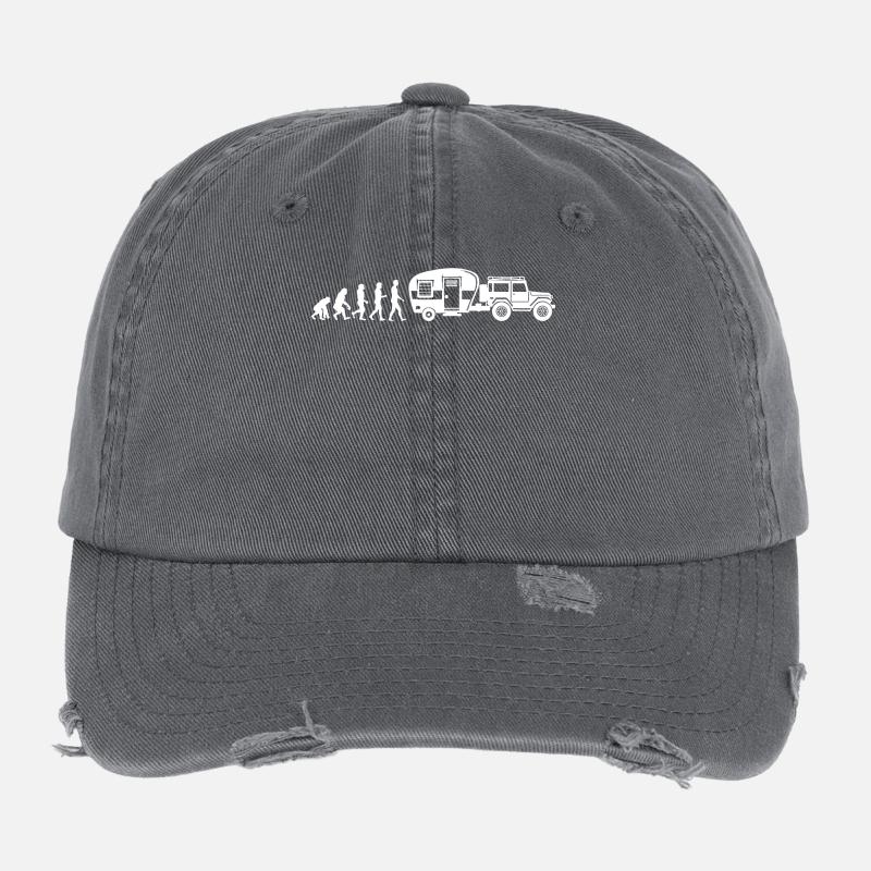 Camping Wanderlust Wanderer Camper Caravan Casquette vintage effet usé Flexfit