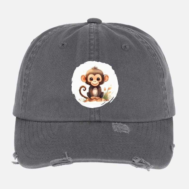 Aquarelle de singe Casquette vintage effet usé Flexfit