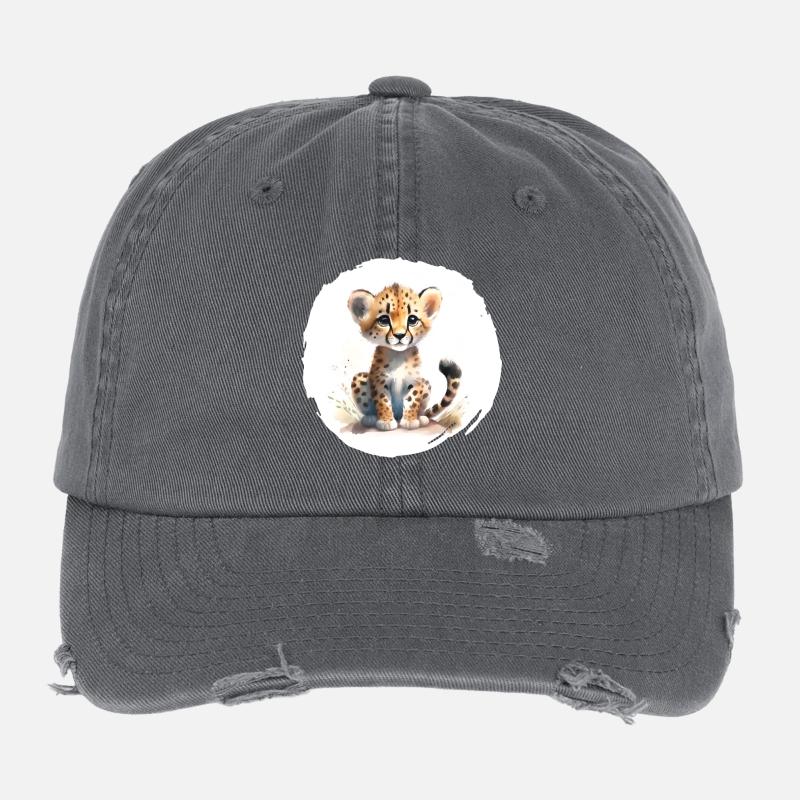 Aquarelle Guépard Casquette vintage effet usé Flexfit