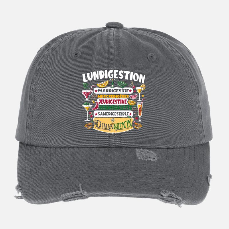 Lundigestion Jeu De Mots Semaine Vin Chenin Casquette vintage effet usé Flexfit
