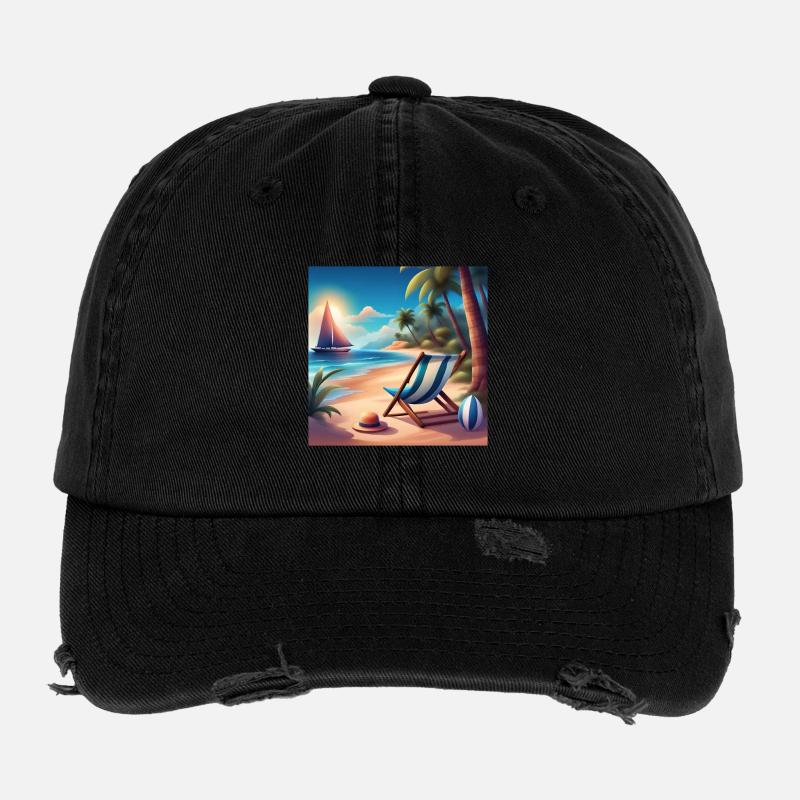 Seaside holidays, summer holidays - Flexfit Vintage Destroyed Cap - black