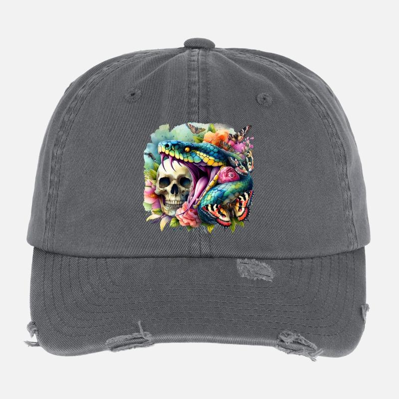 Snake Skull Flexfit Vintage Destroyed Cap