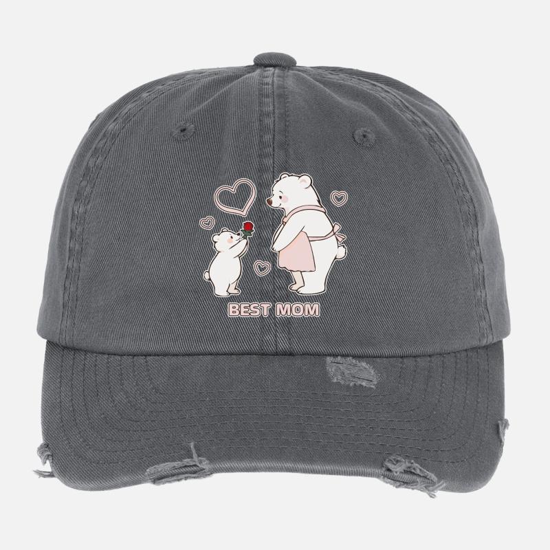 Bären Herzen Beste Mutter Muttertag Flexfit Vintage Destroyed Cap