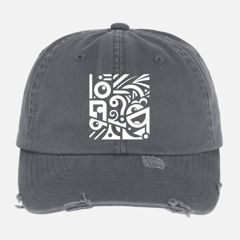 Schwarzweiß Wirbel Muster Flexfit Vintage Destroyed Cap