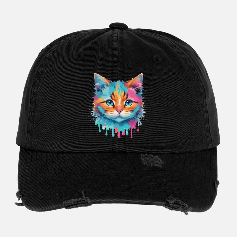 Niedliche Katze Flexfit Vintage Destroyed Cap