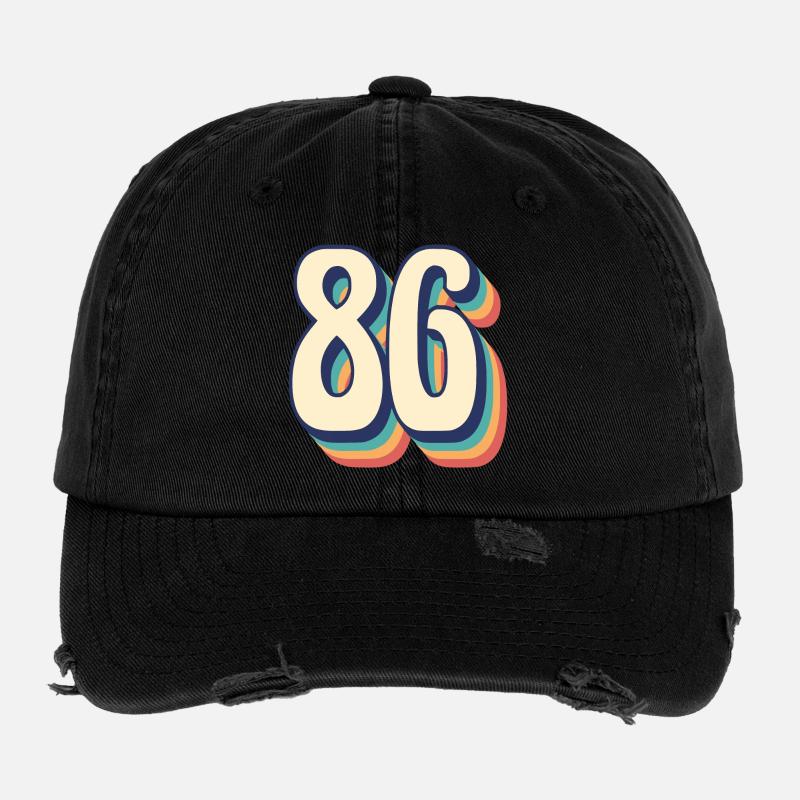 Vintage Retro T-Shirt Number 86 Eighty Six Flexfit Vintage Destroyed Cap