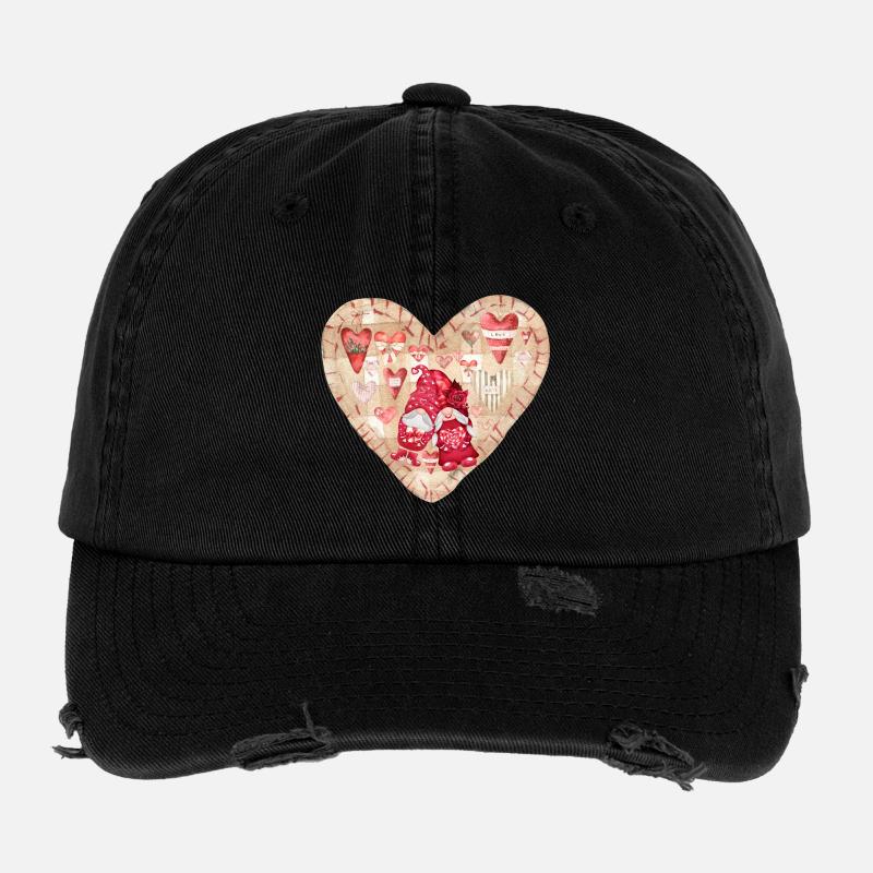 Verliebte Gartenzwerge Herz Design Flexfit Vintage Destroyed Cap