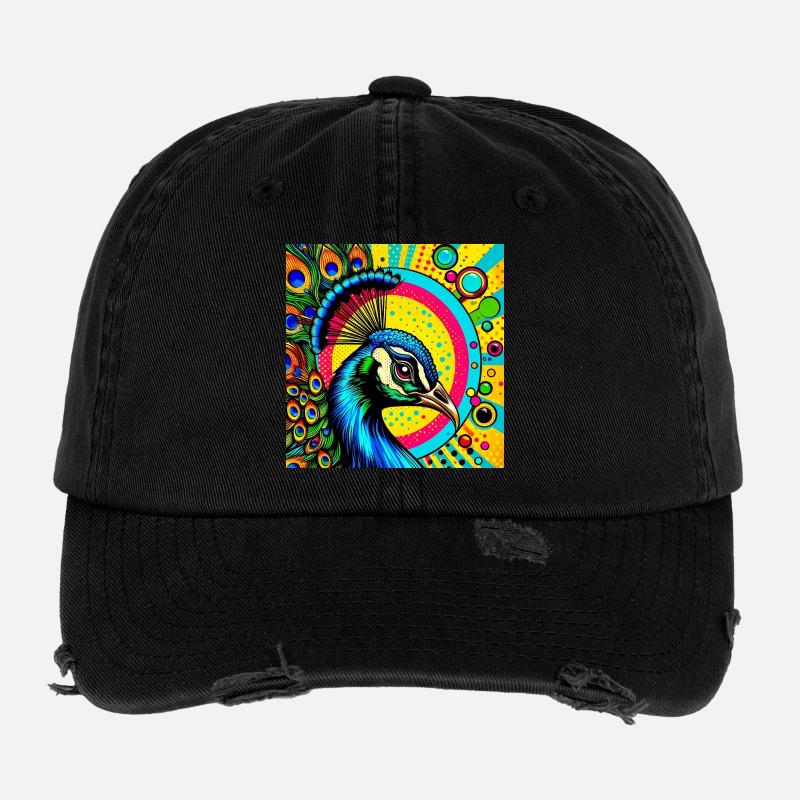 Paon Pop Art Casquette vintage effet usé Flexfit