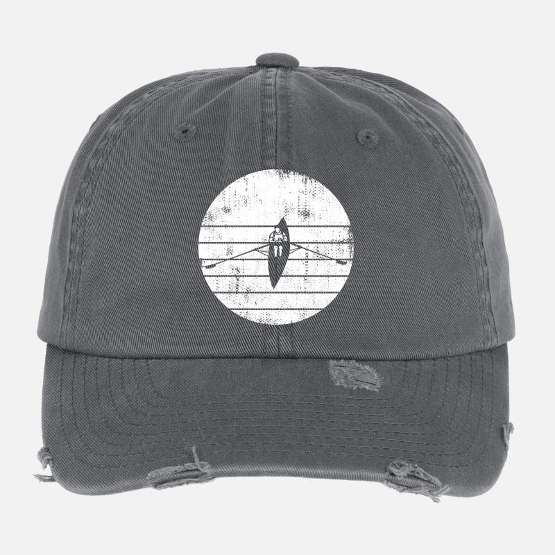 Rowing Boat Drawing Flexfit Vintage Destroyed Cap