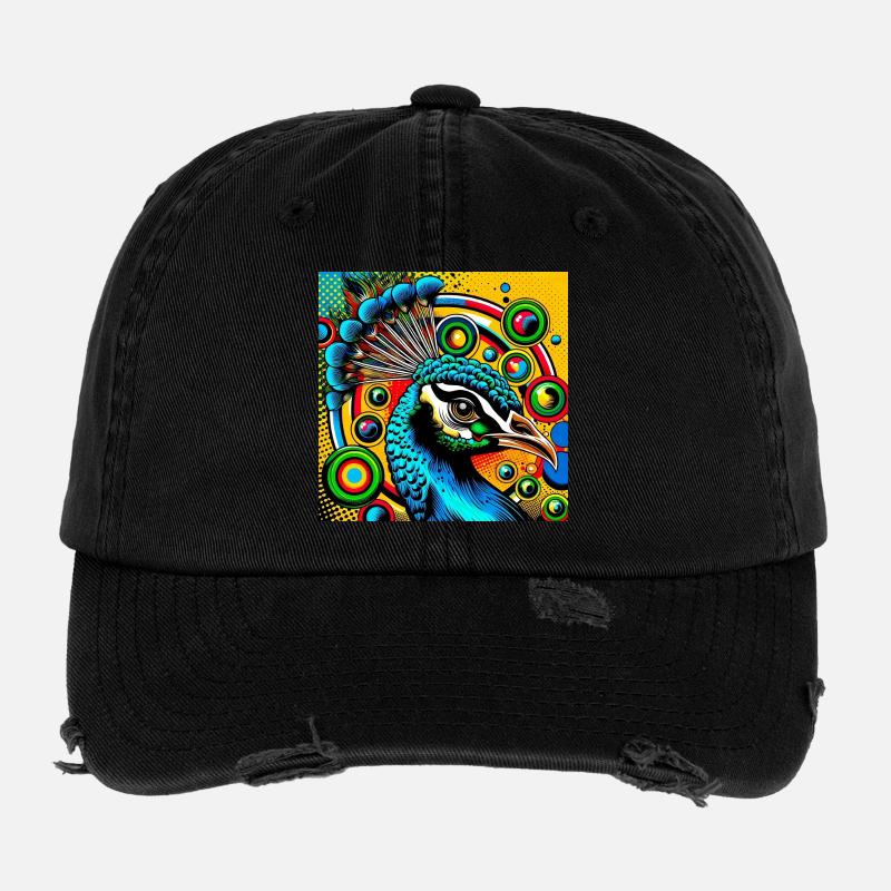 Paon Pop Art Casquette vintage effet usé Flexfit