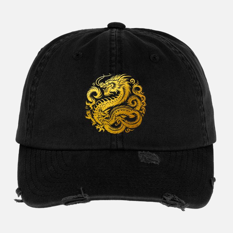 Chinesisches Drachen-Tattoo Flexfit Vintage Destroyed Cap