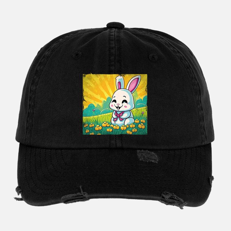 Hase comic style lustig Flexfit Vintage Destroyed Cap