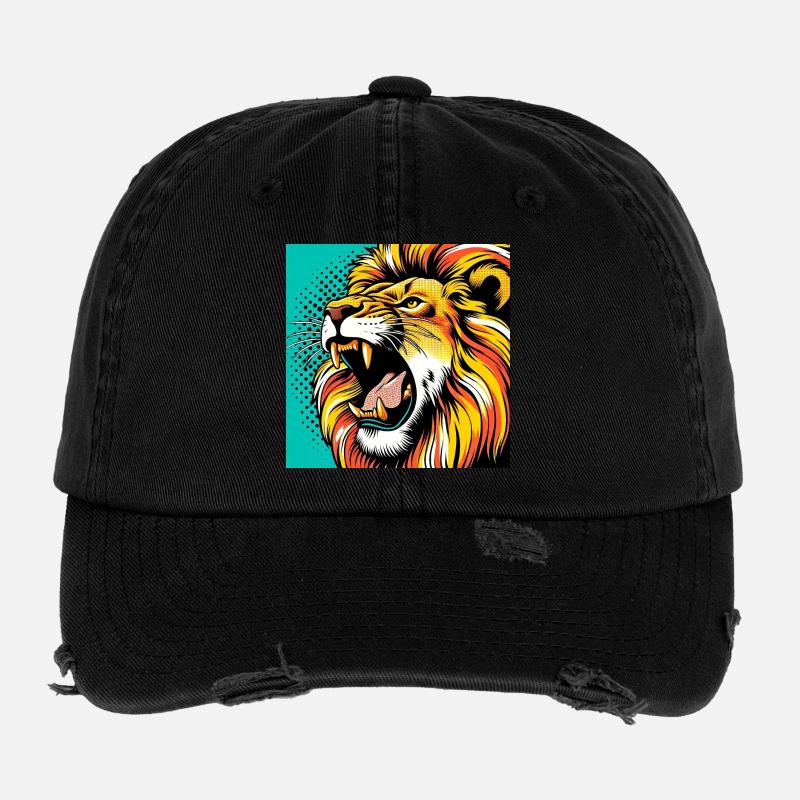 Lion Pop Art Flexfit Vintage Destroyed Cap