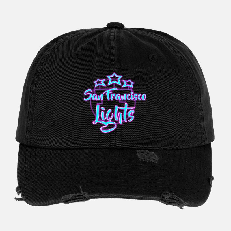 Neon San Francisco Lichter Design Flexfit Vintage Destroyed Cap