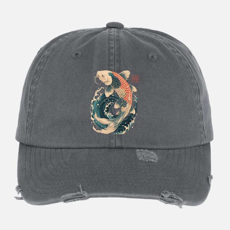 Koi-Karpfen Flexfit Vintage Destroyed Cap