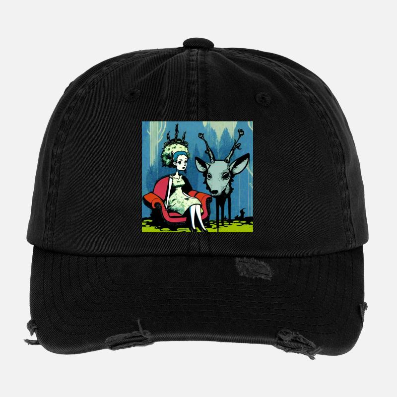 Psychedelic deer 01 - Casquette vintage effet usé Flexfit - noir