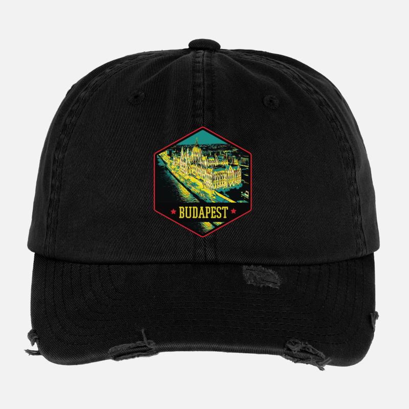 Nocturnal illustration Historic Budapest Flexfit Vintage Destroyed Cap