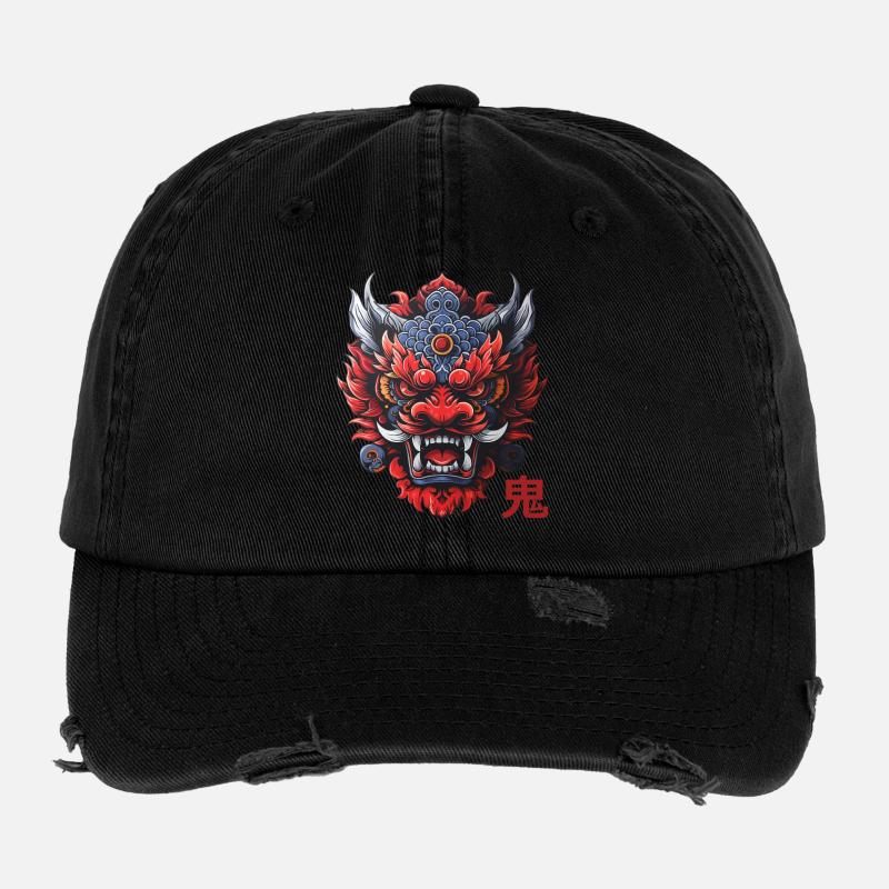 Oni, démon Japonais Casquette vintage effet usé Flexfit