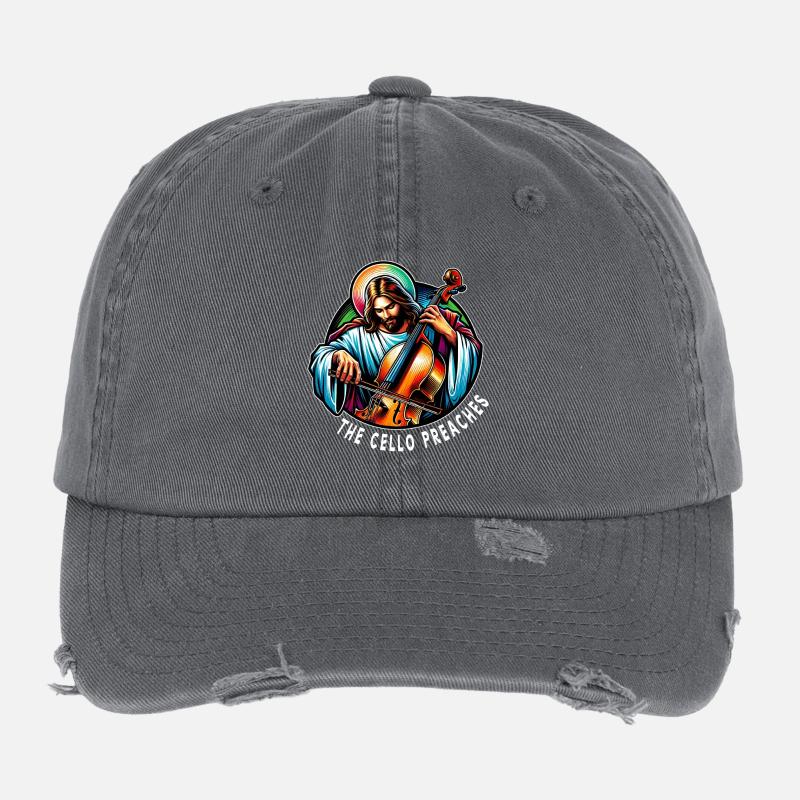 Le violoncelle prêche Jésus-Christ Casquette vintage effet usé Flexfit