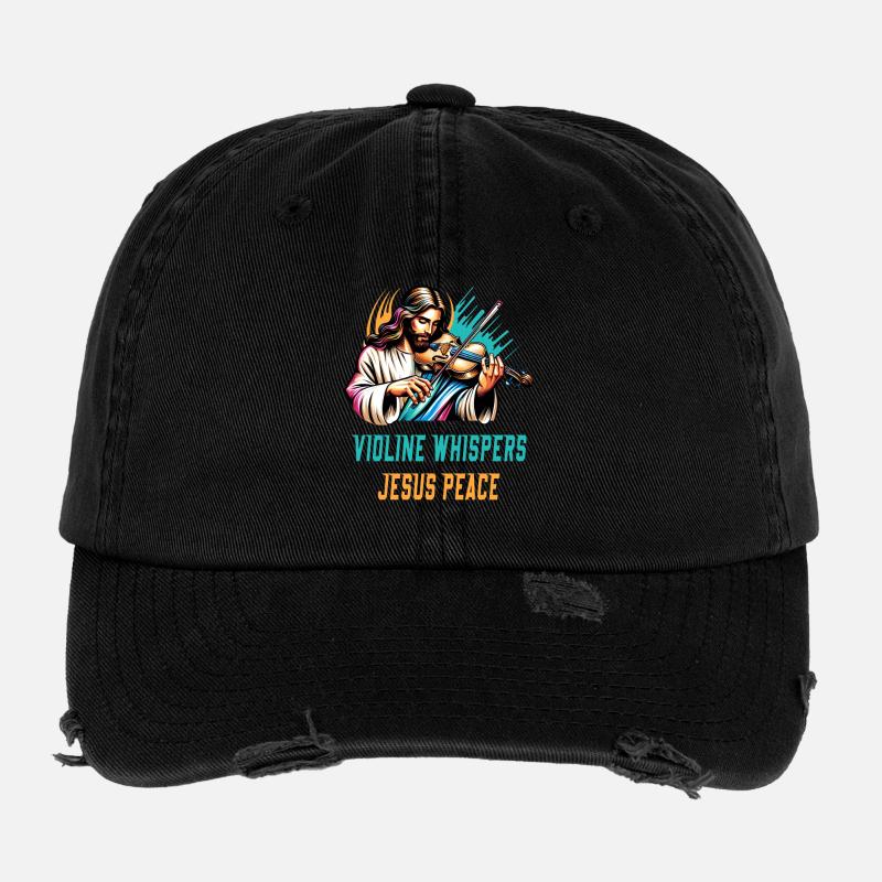 Violin whispers Jesus peace design Flexfit Vintage Destroyed Cap
