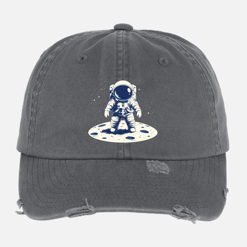 An Astronaut on the Moon Flexfit Vintage Destroyed Cap