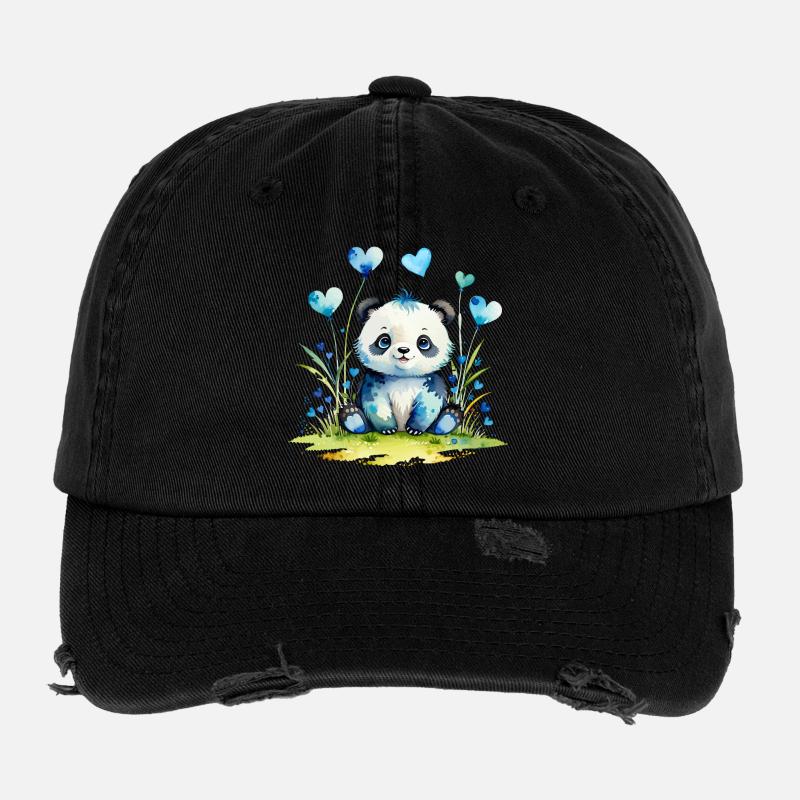 Süßer Panda im Herzenwald Flexfit Vintage Destroyed Cap