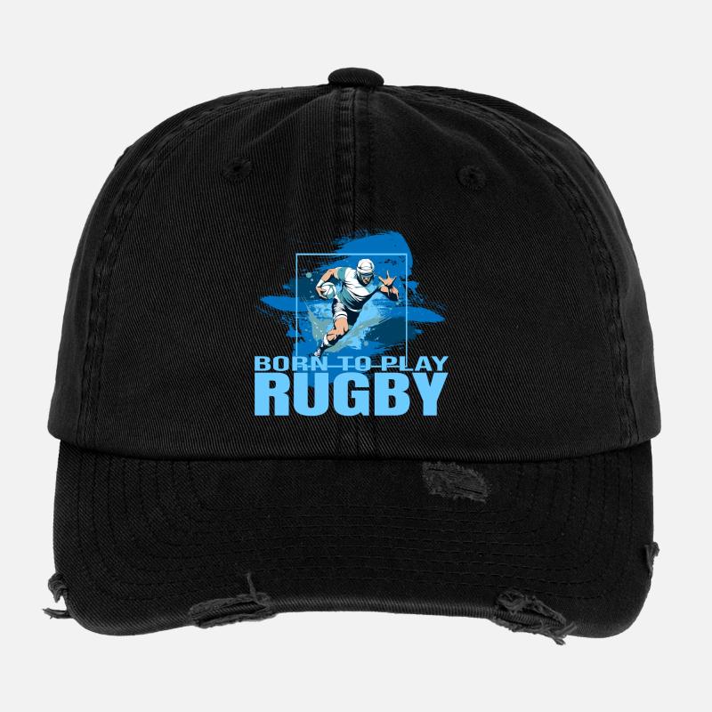 Born to play Rugby Flexfit Vintage Destroyed Cap
