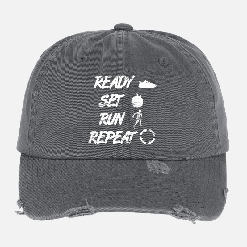 Ready Set Run Repeat Flexfit Vintage Destroyed Cap