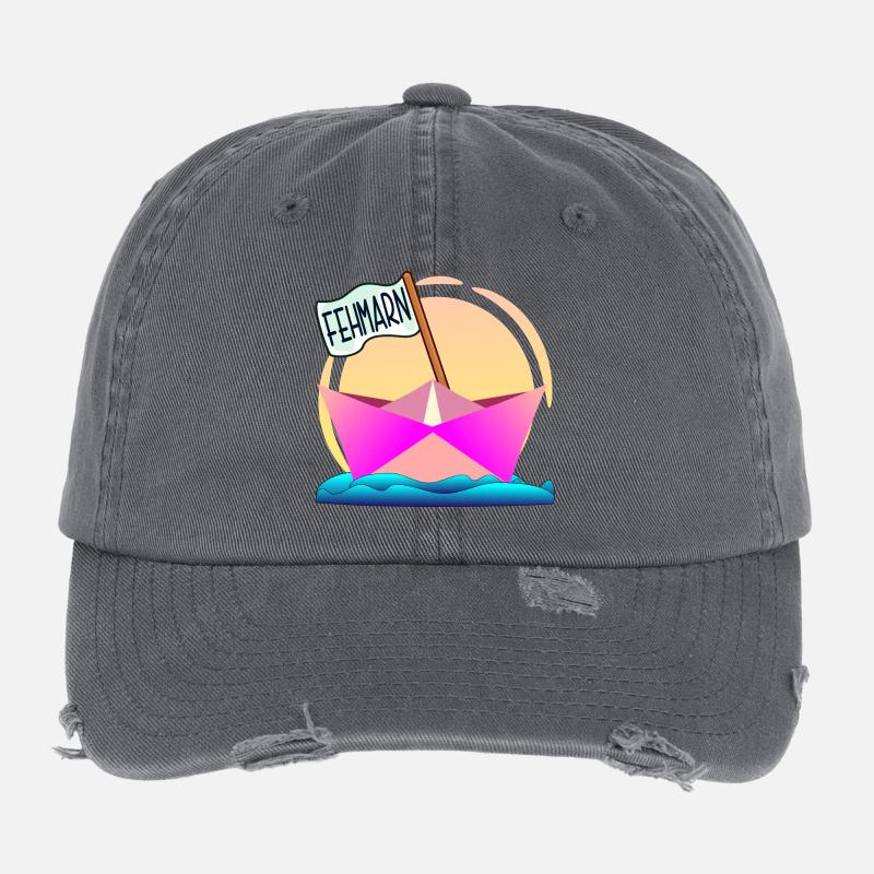 FEHMARN OSTSEEINSEL BOOTFAHREN Flexfit Vintage Destroyed Cap