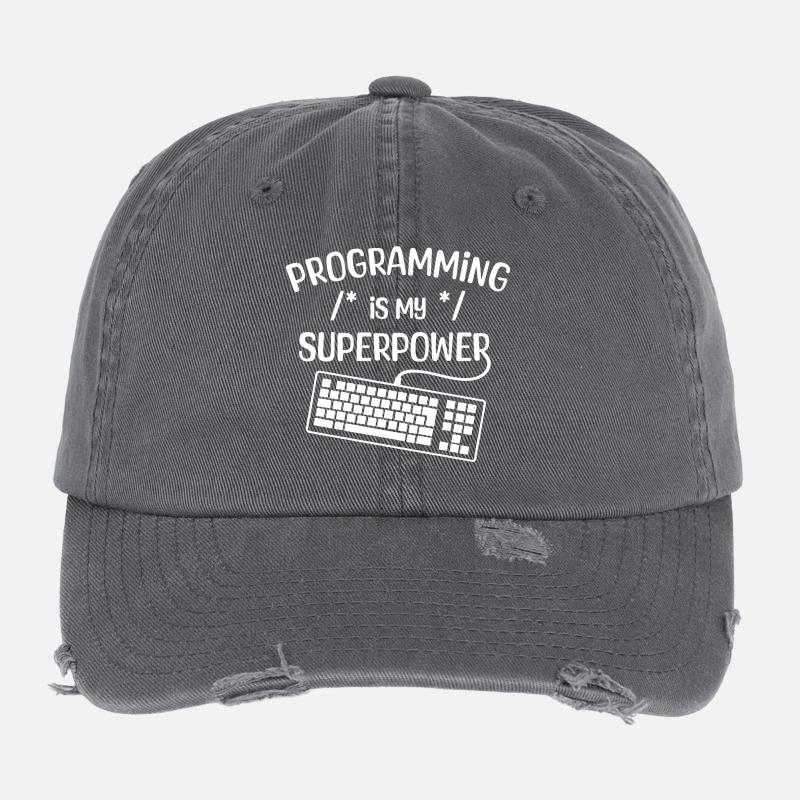 Computerfreak Developer Statement Coding Computer Science Flexfit Vintage Destroyed Cap