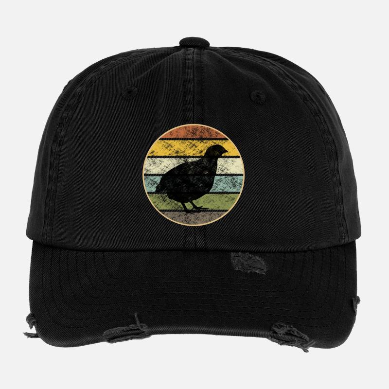 Coucher de soleil rétro de caille - Caille vintage Casquette vintage effet usé Flexfit