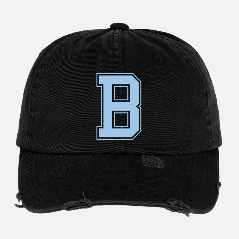 Monogram Bleu Clair Varsity College Initial B Casquette vintage effet usé Flexfit