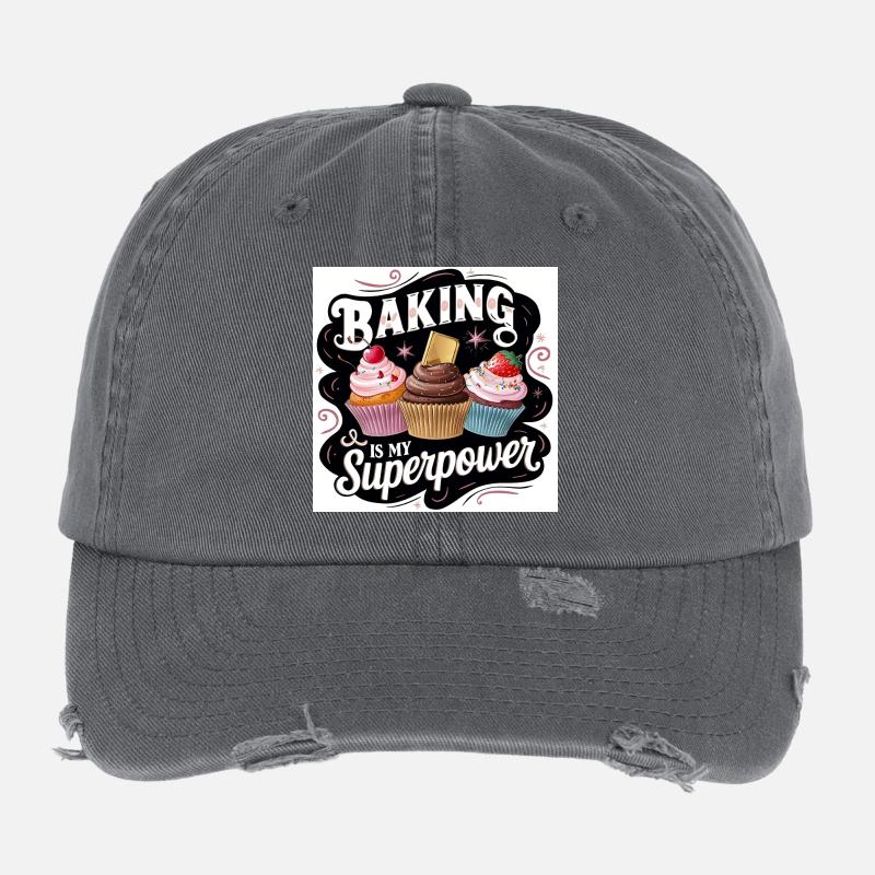 Bakering Superpower Design Flexfit Vintage Destroyed Cap