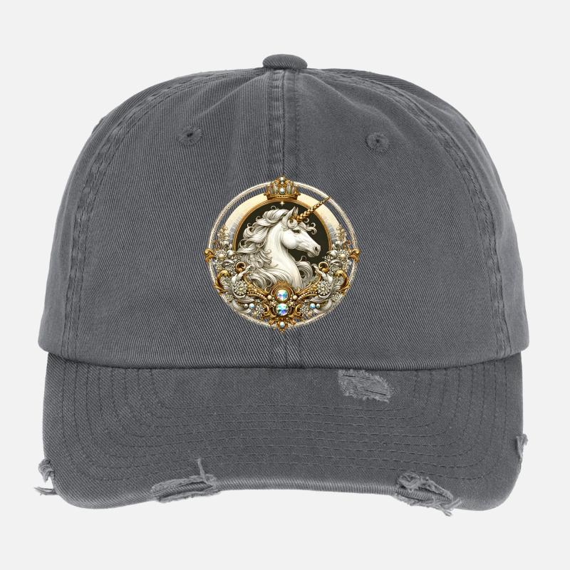 majestätisches Einhorn kunstvoll verziert Flexfit Vintage Destroyed Cap