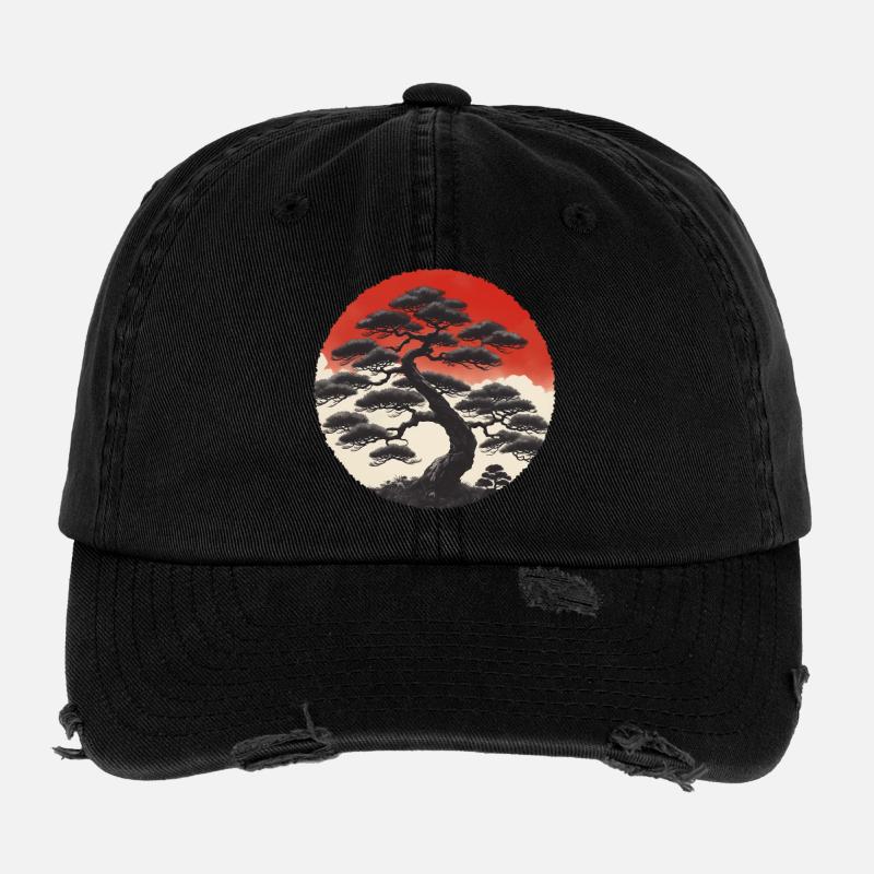 Paysage Asiatique Casquette vintage effet usé Flexfit