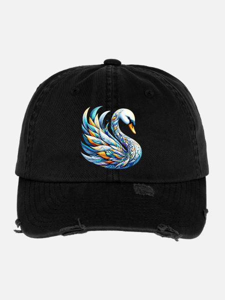 Cygne - Casquette vintage effet usé Flexfit - noir - Devant